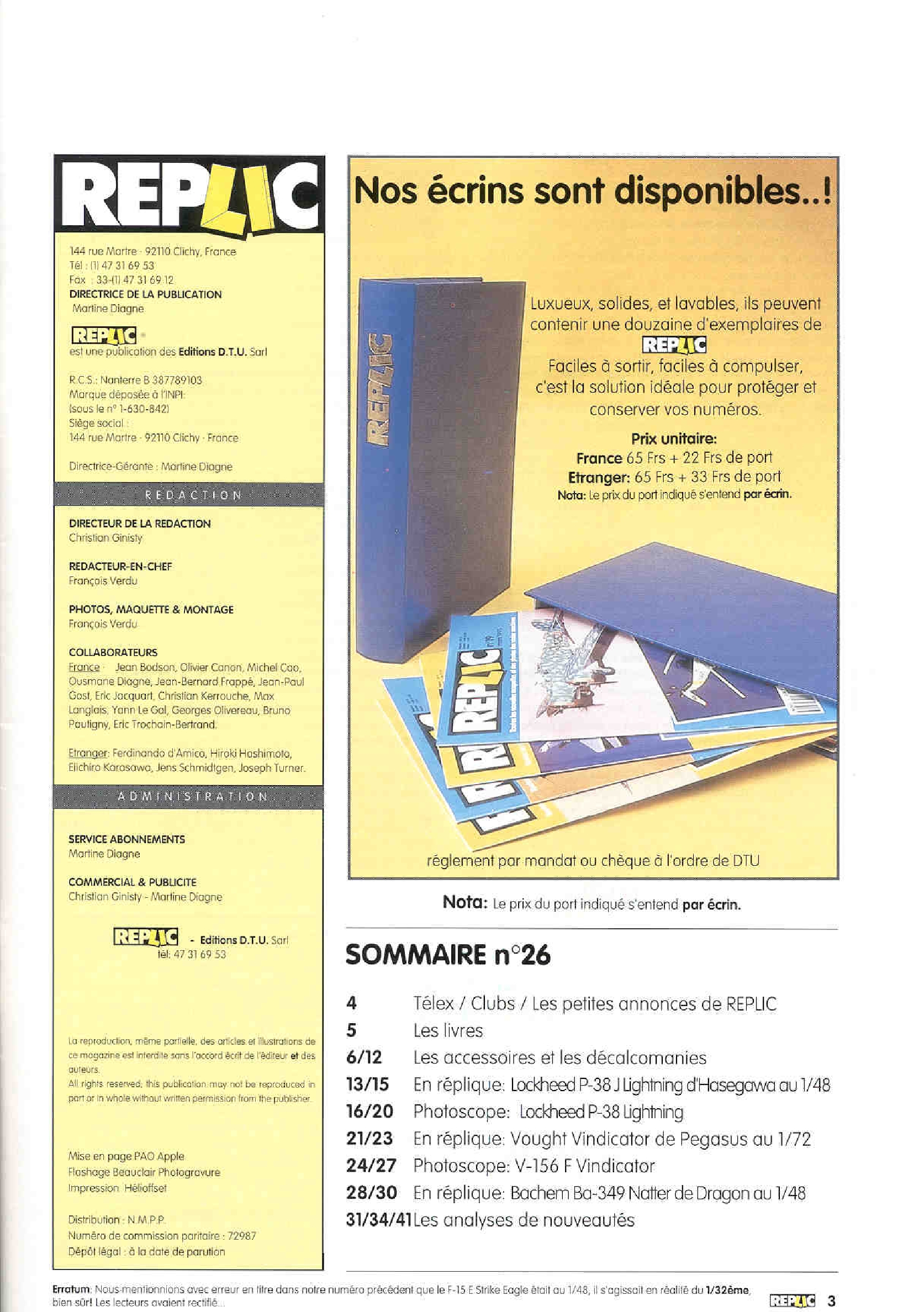 Replic 026 - P-38J Lightning, Vought V-156F Vindicator, Bachem Ba-349 Natter